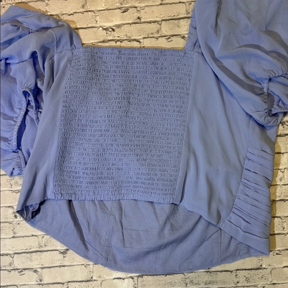 NEW Abercrombie & Fitch women’s 2XL XXL blue ruched crop puff sleeve blouse NWT